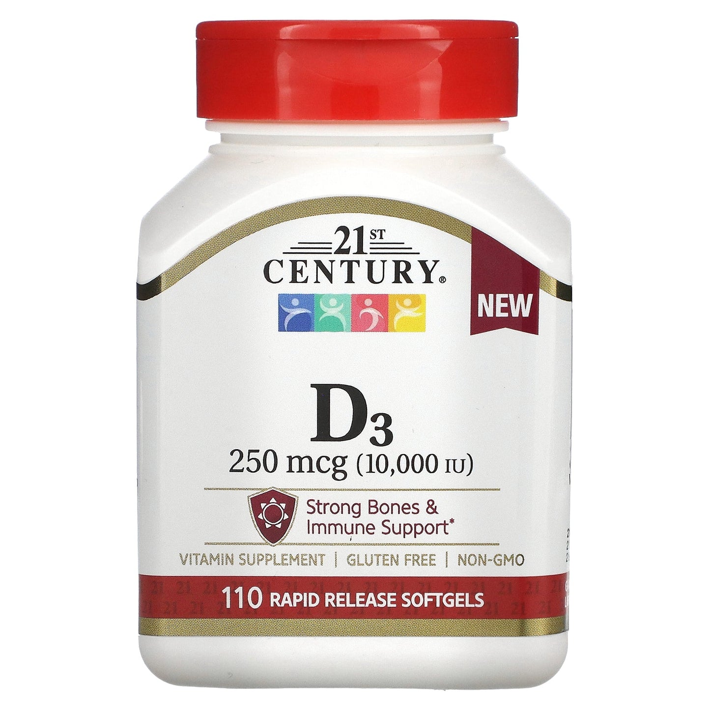 21st Century Vitamin D3 250 Mcg (10.000 IU) 110 Rapid Release Softgels