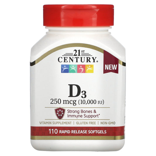 21st Century Vitamin D3 250 Mcg (10.000 IU) 110 Rapid Release Softgels