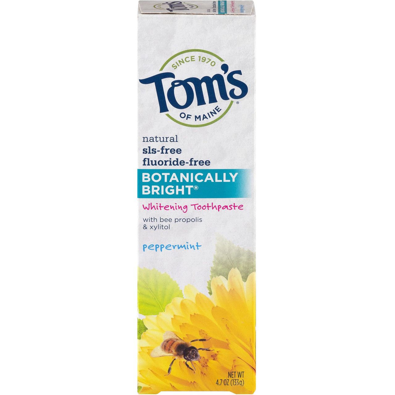 Tom's of Maine Botanically Bright Whitening Natural Toothpaste Peppermint, 4.7 Oz