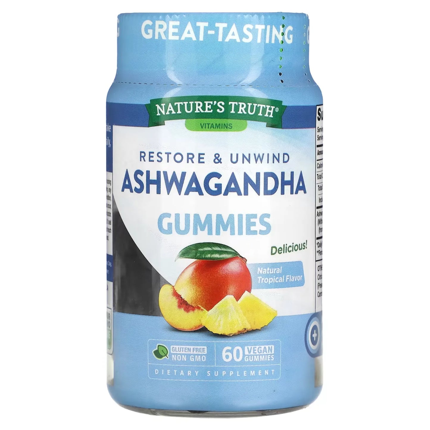 Nature's Truth Ashwagandha, Restore & Unwind, Vegan Gummies, Natural Tropical Flavor