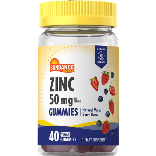 Sundance Vitamins Zinc Vegan Gummies Natural Mixed Berry Flavor