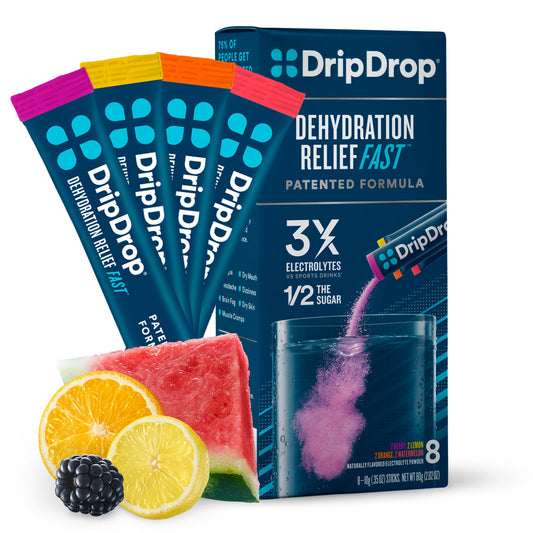 DripDrop Electrolyte Vegan Powder For Dehydration Relief - Bold Classics Variety Pack - 8ct