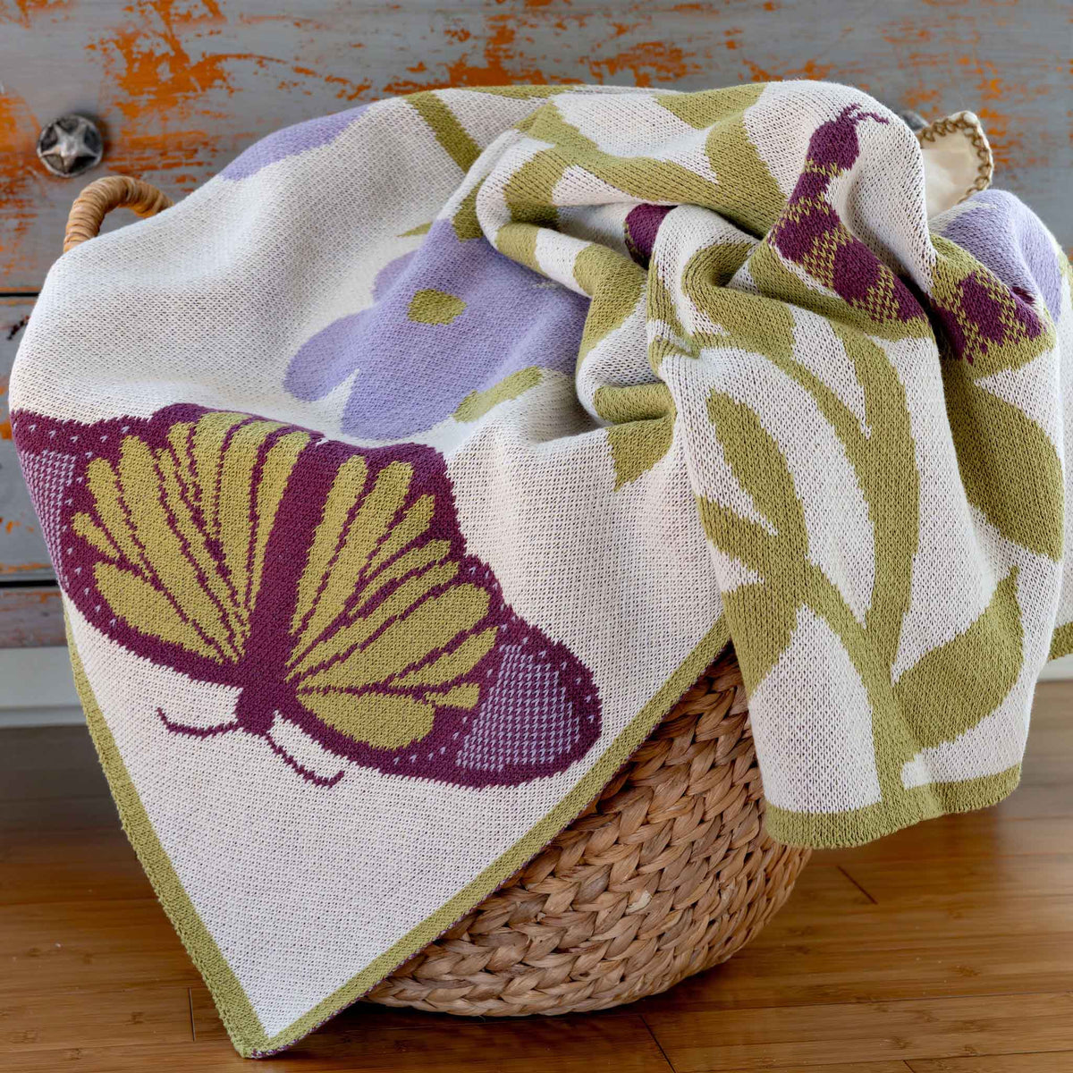 Baby Butterfly - Cotton Sustainable Knit Floral Blanket