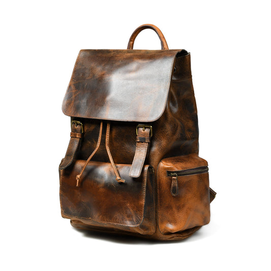 Vortex Leather Backpack: Burnt Brown - Osadia Concept Store