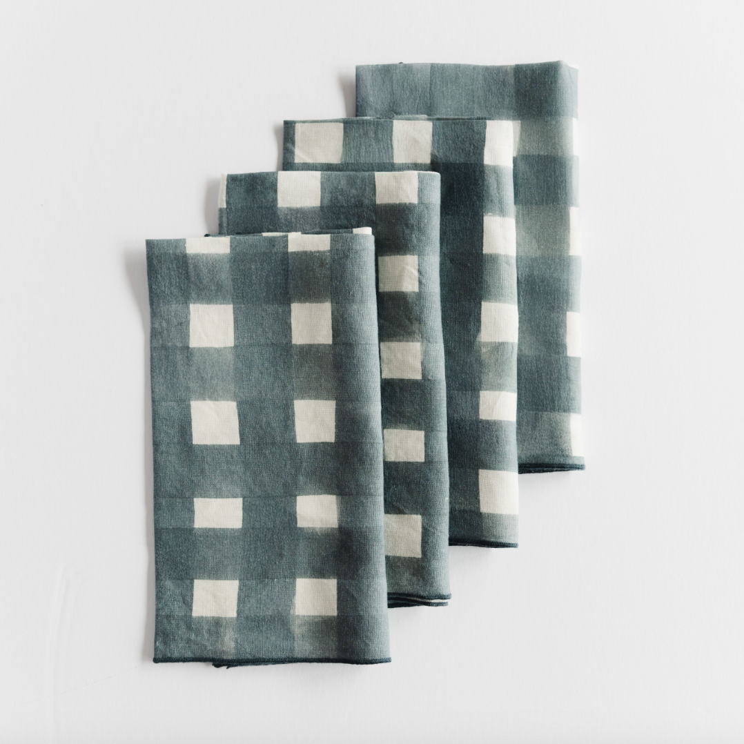 Blue Cross-Hatch Napkin Set of 4