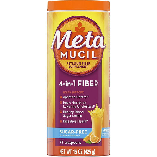 Metamucil Psyllium Fiber Supplement Sugar Free Powder - Orange Smooth