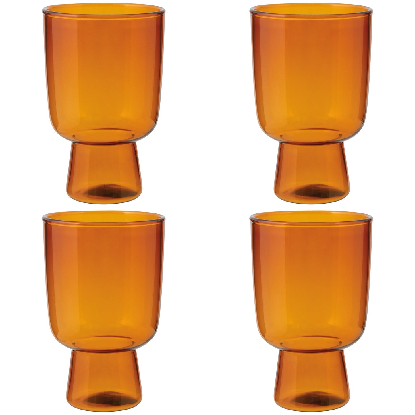 Set of 4 Tumbler 11oz Pedestal Amber