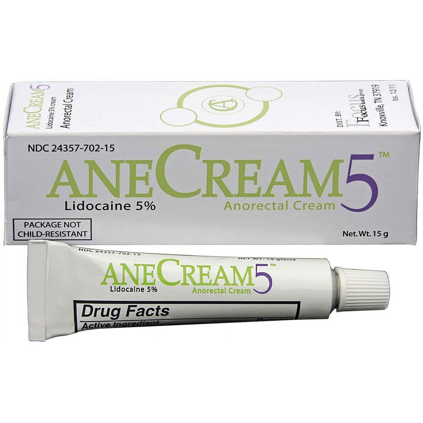 AneCream5 Topical Pain Relief With Lidocaine, - 15 Grams