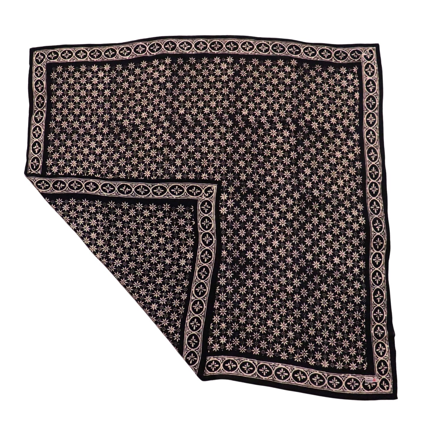 Large 39" Hand Dyed Batik Bandana - Black Mirage