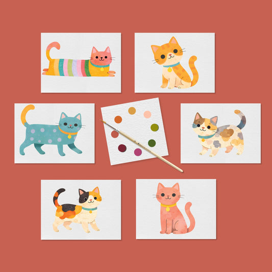 Cute Kitties Watercolor Postcard Kit
