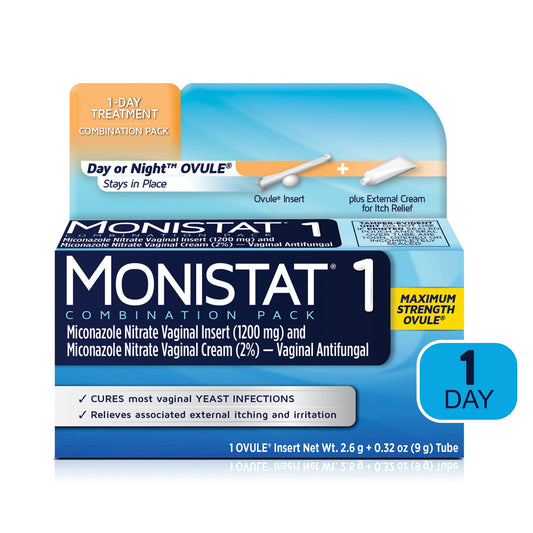 Monistat Cure & Itch Relief Vaginal Antifungal, 1-Day Treatment Ovule, Maximum Strength, Day Or Night, Combination Pack