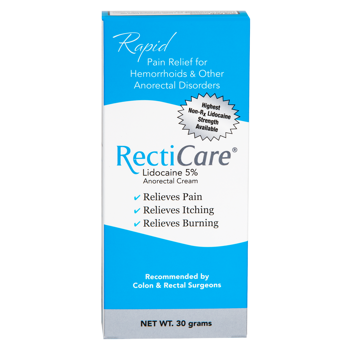 RectiCare Lidocaine 5% Anorectal Cream 30 Grams