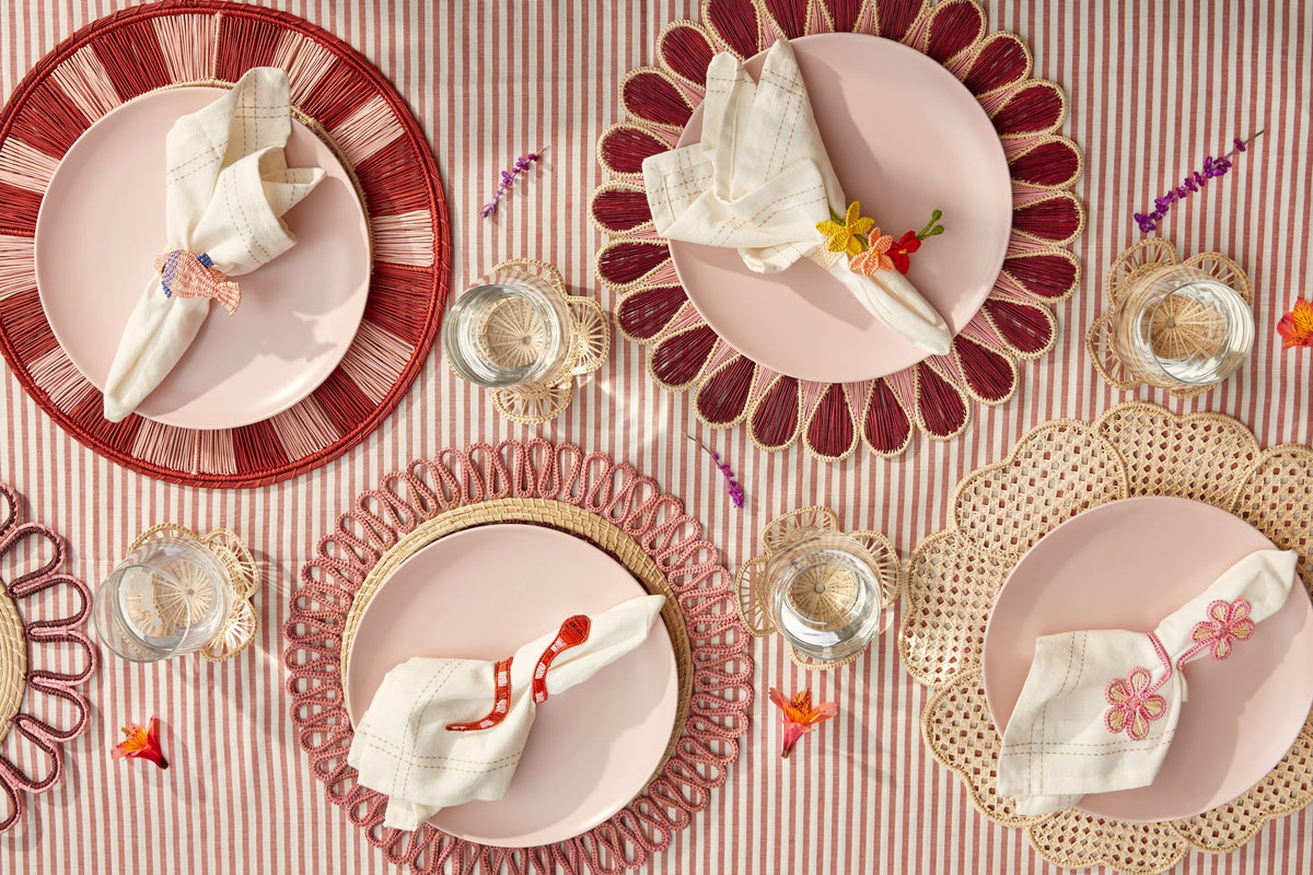 S/2 Drops Placemat - Burgundy/Pink