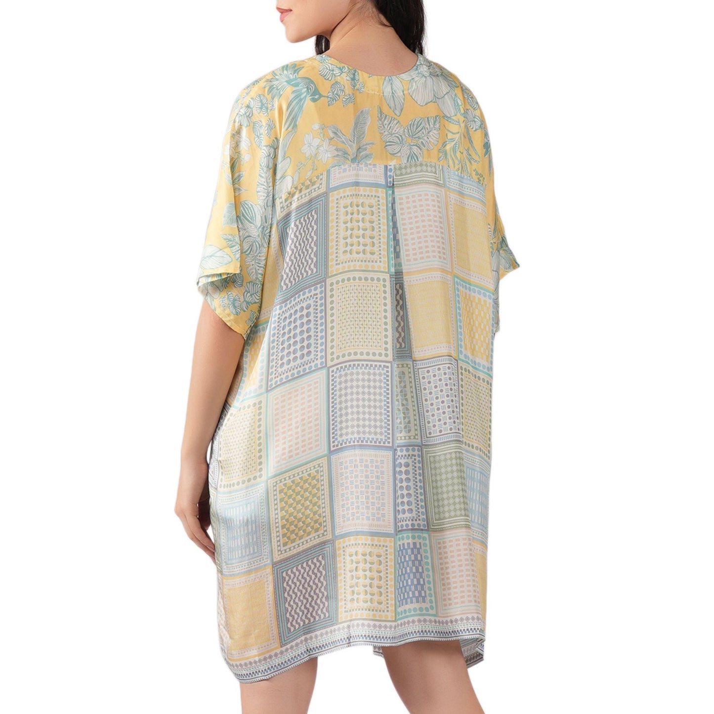 Summer Daydream Silk Caftan - Lemon Green