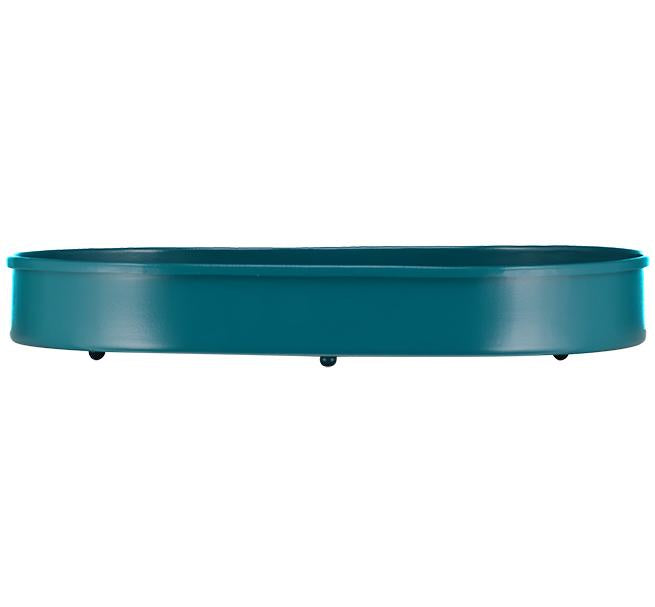 Oval Metal Candle Platter - Petrol Blue