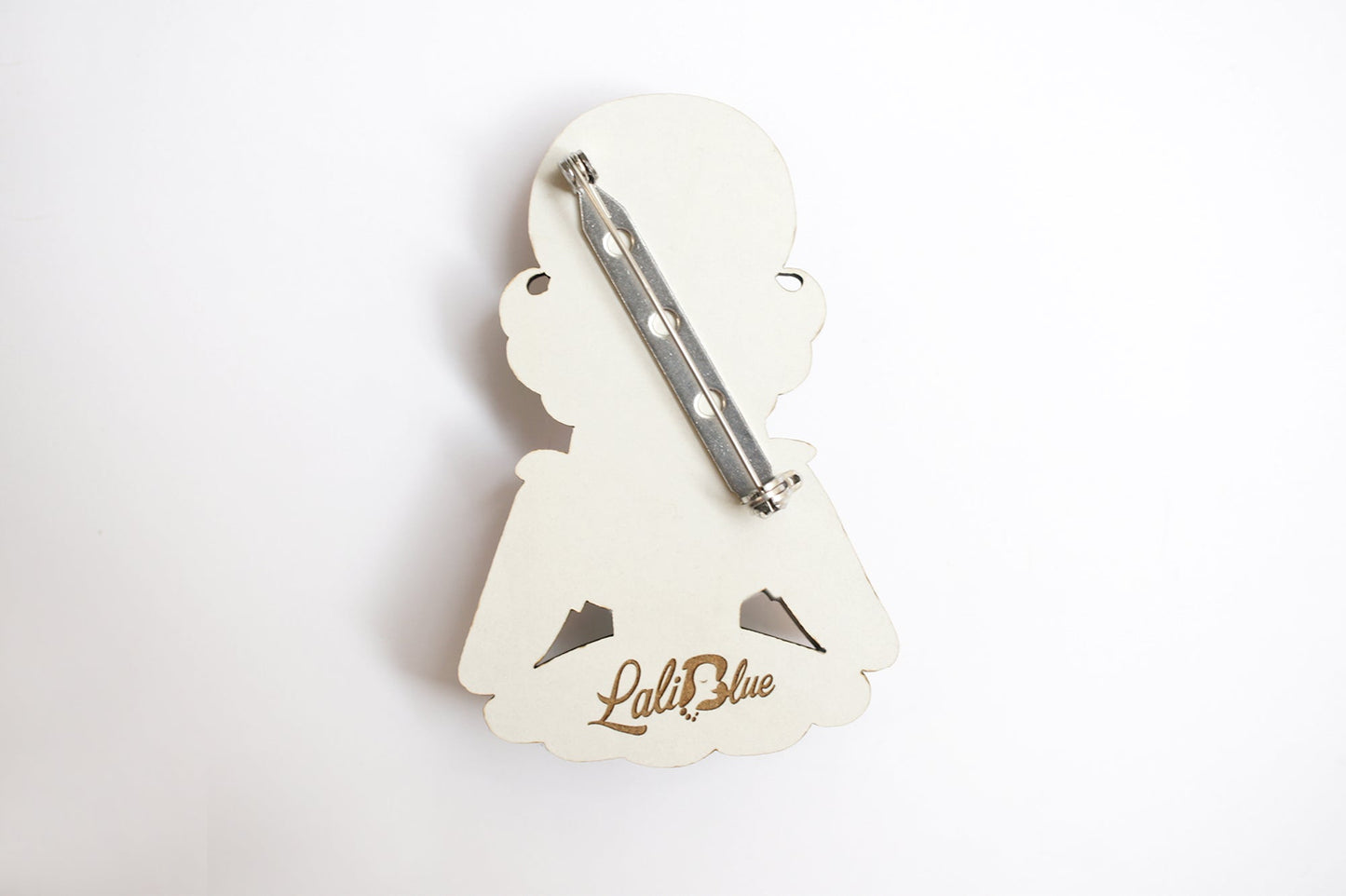 Girl with Snowman Snow Globe Brooch by Laliblue