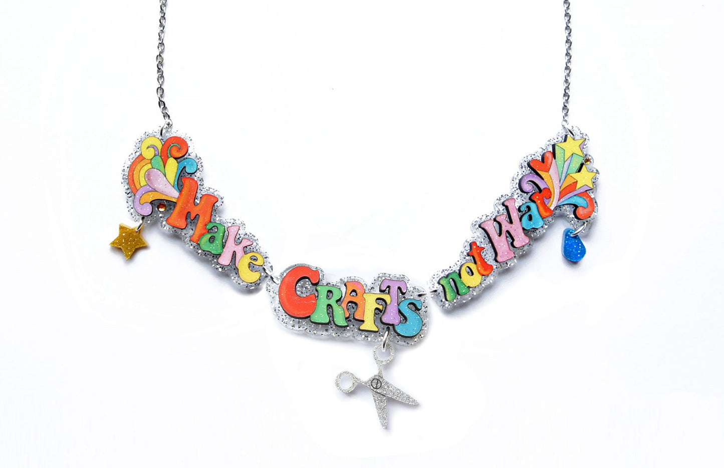 Make Love Not War Necklace by Laliblue – Retro Statement Necklace Vintage Inspired