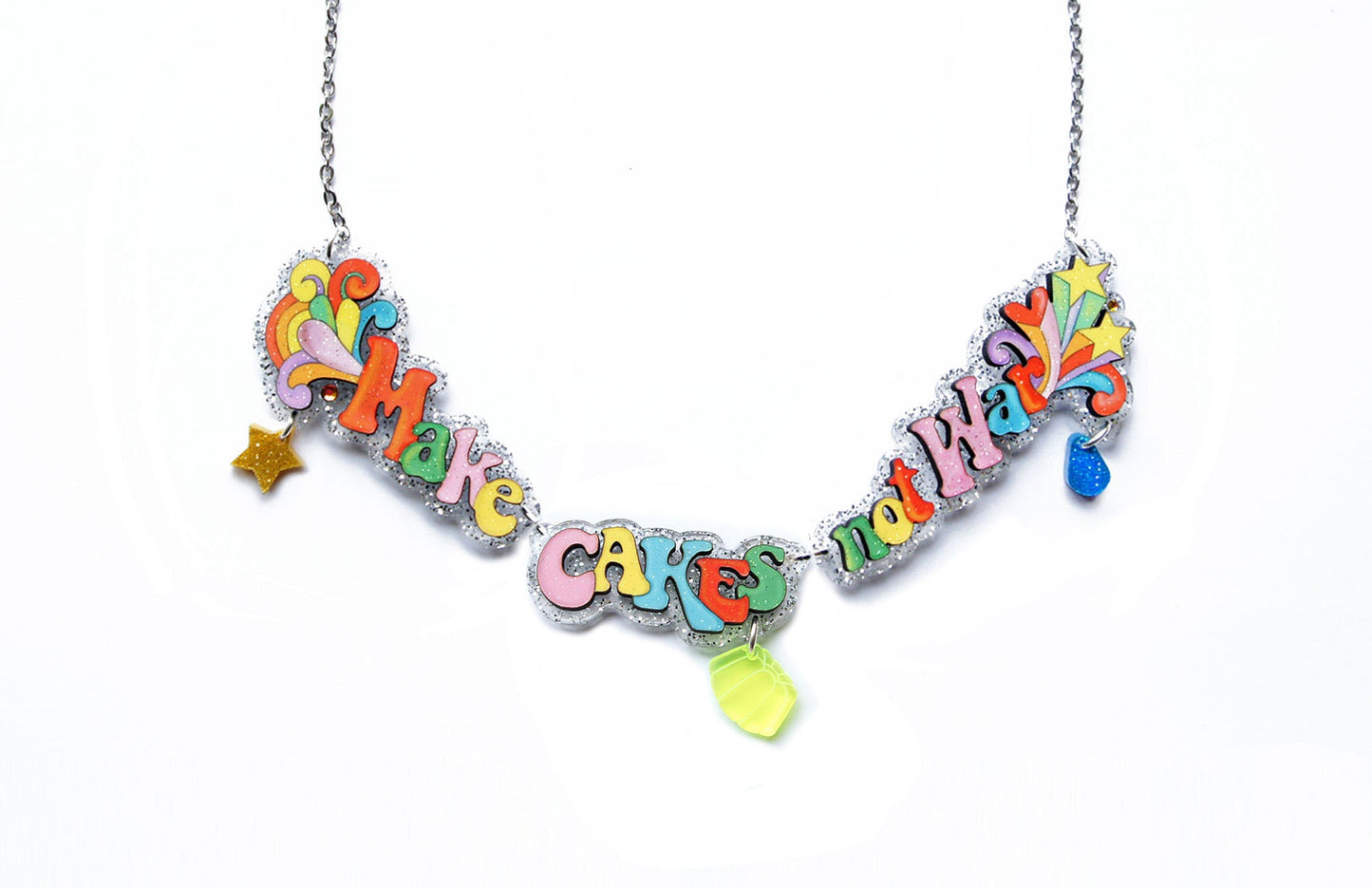 Make Love Not War Necklace by Laliblue – Retro Statement Necklace Vintage Inspired
