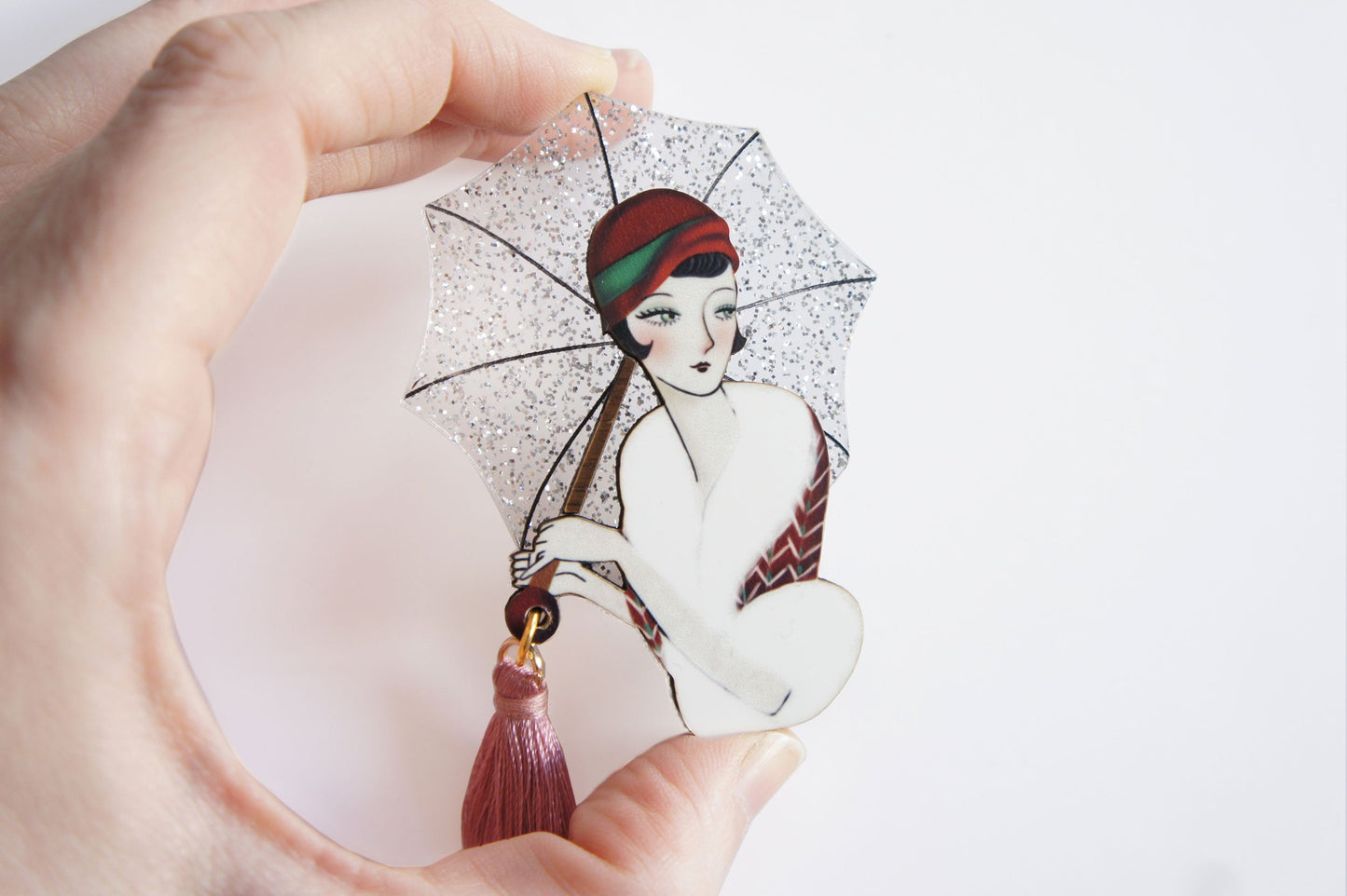 Girl with Umbrella Brooch by Laliblue