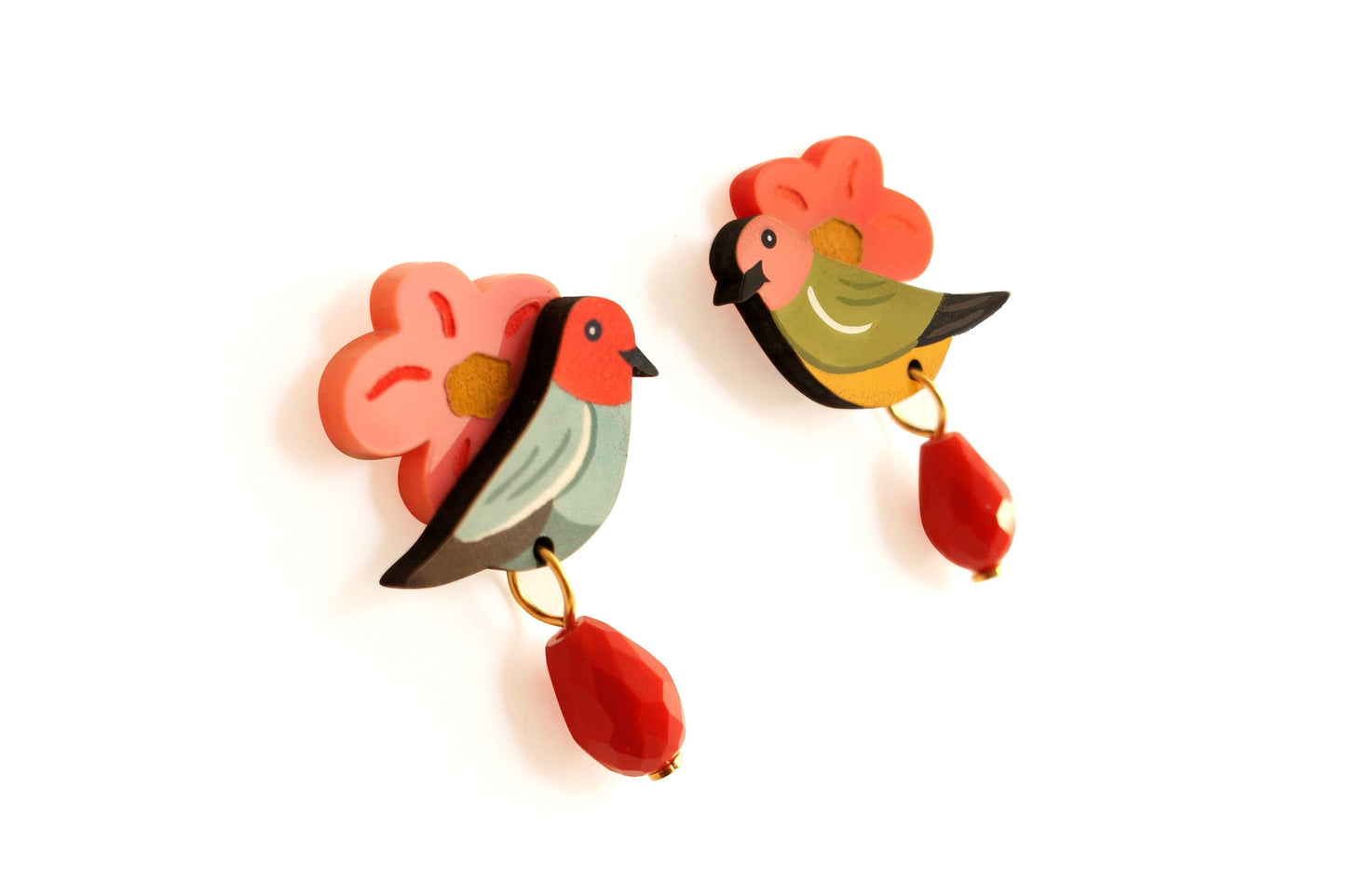 Bird and Flower Earrings by Laliblue