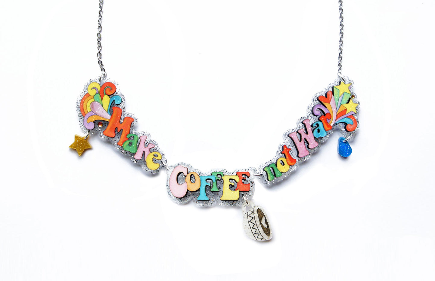 Make Love Not War Necklace by Laliblue – Retro Statement Necklace Vintage Inspired