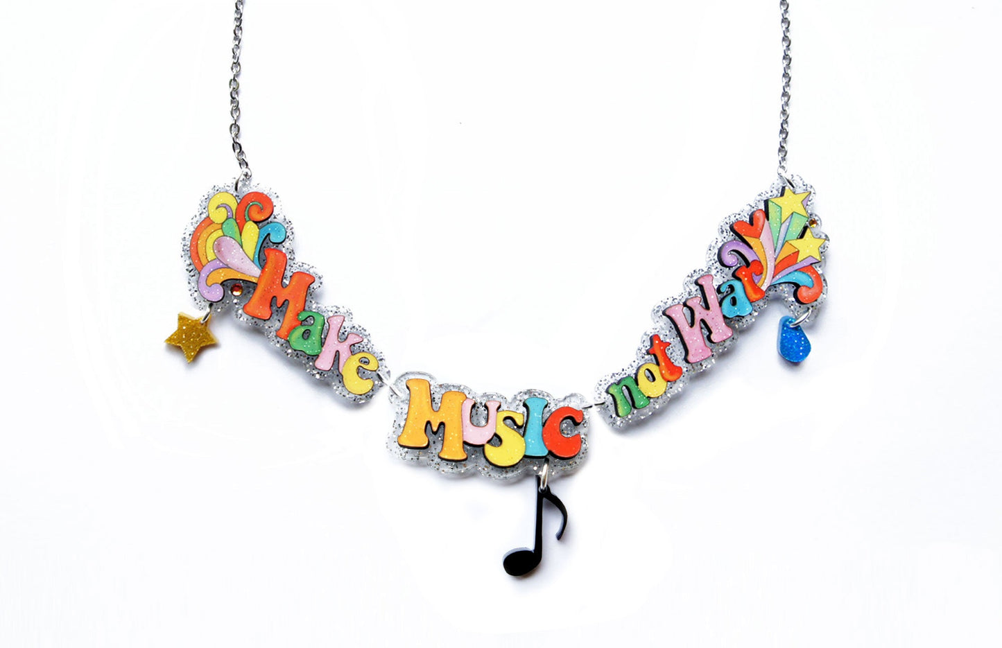 Make Love Not War Necklace by Laliblue – Retro Statement Necklace Vintage Inspired
