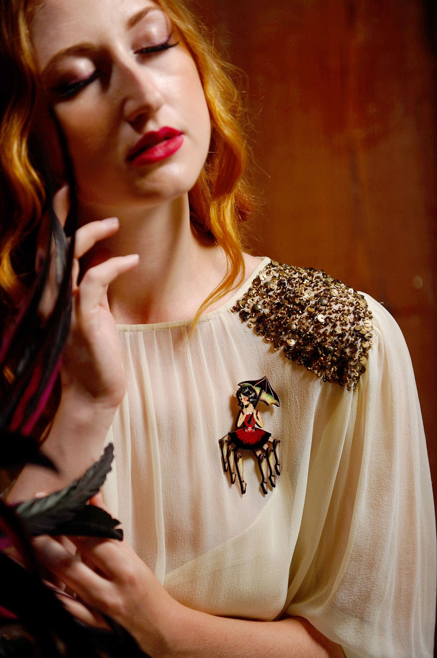 Spider Woman Halloween Brooch by Laliblue