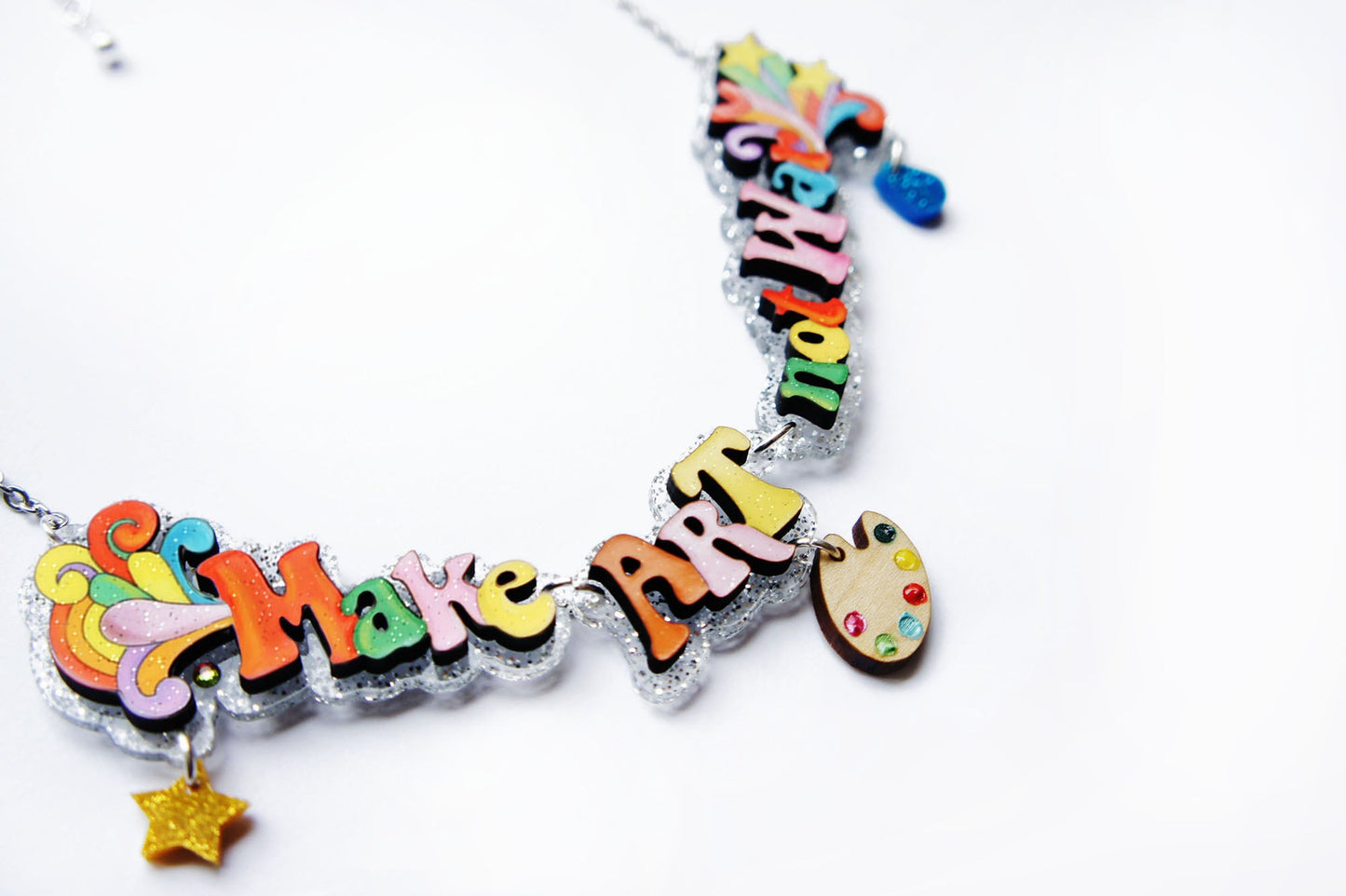 Make Coffee Not War Necklace by Laliblue – Retro Statement Necklace Vintage Inspired