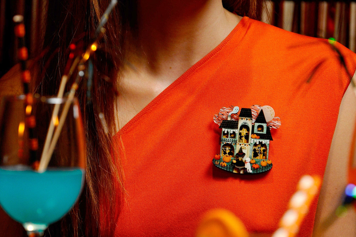Halloween Party House Brooch by Laliblue
