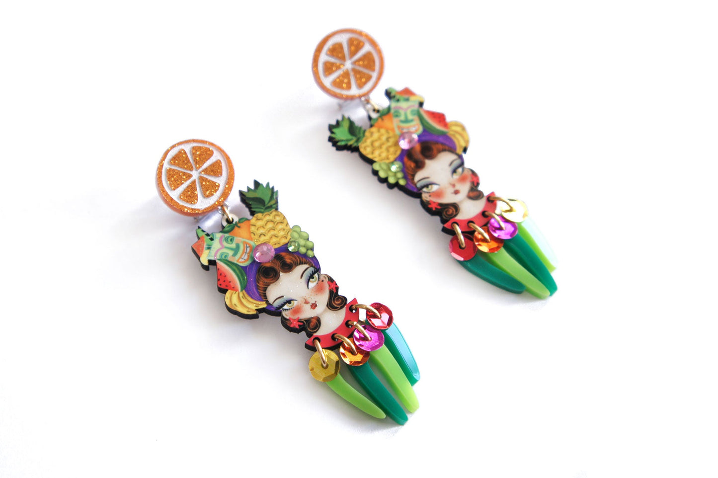 Tropical Tiki Girl Earrings by Laliblue