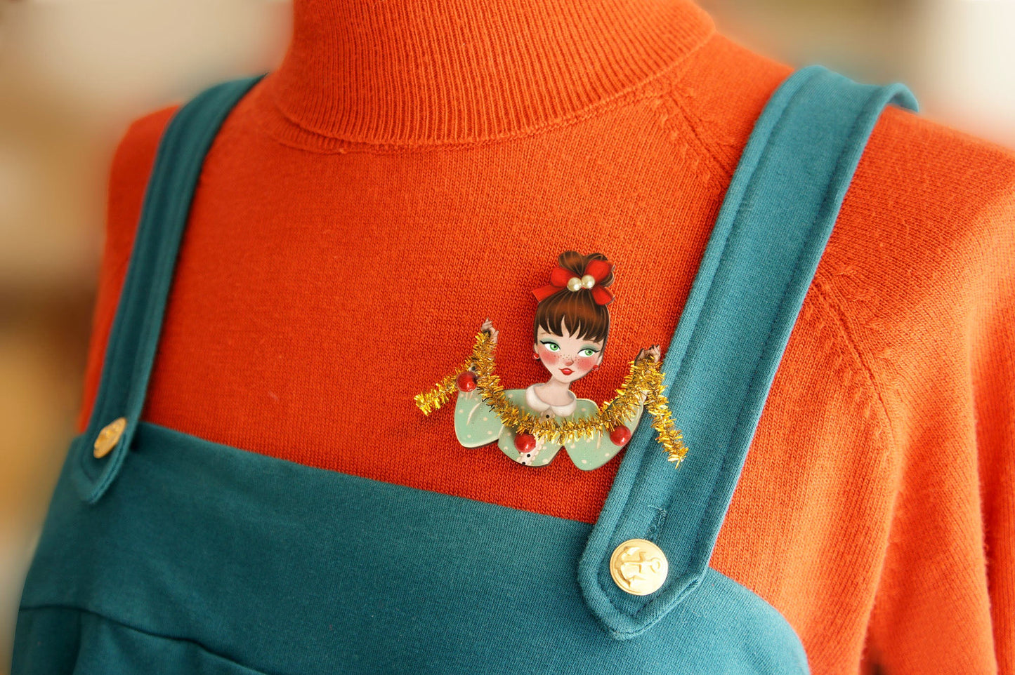 Girl With Tinsel Brooch by Laliblue