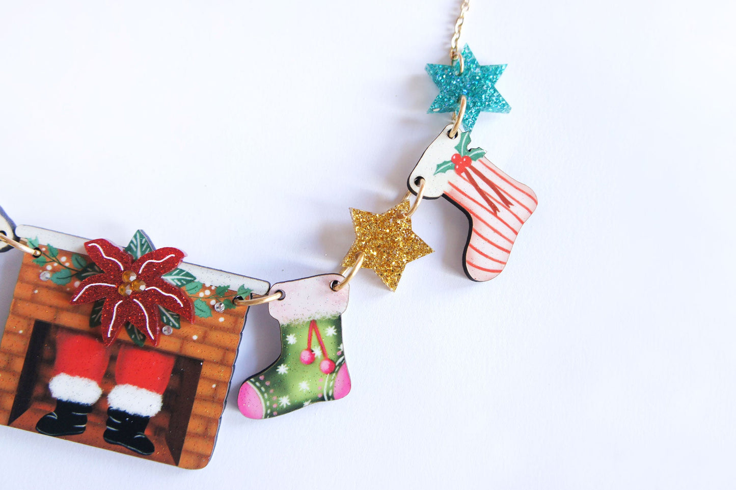 Christmas Chimney with Stockings Necklace by Laliblue