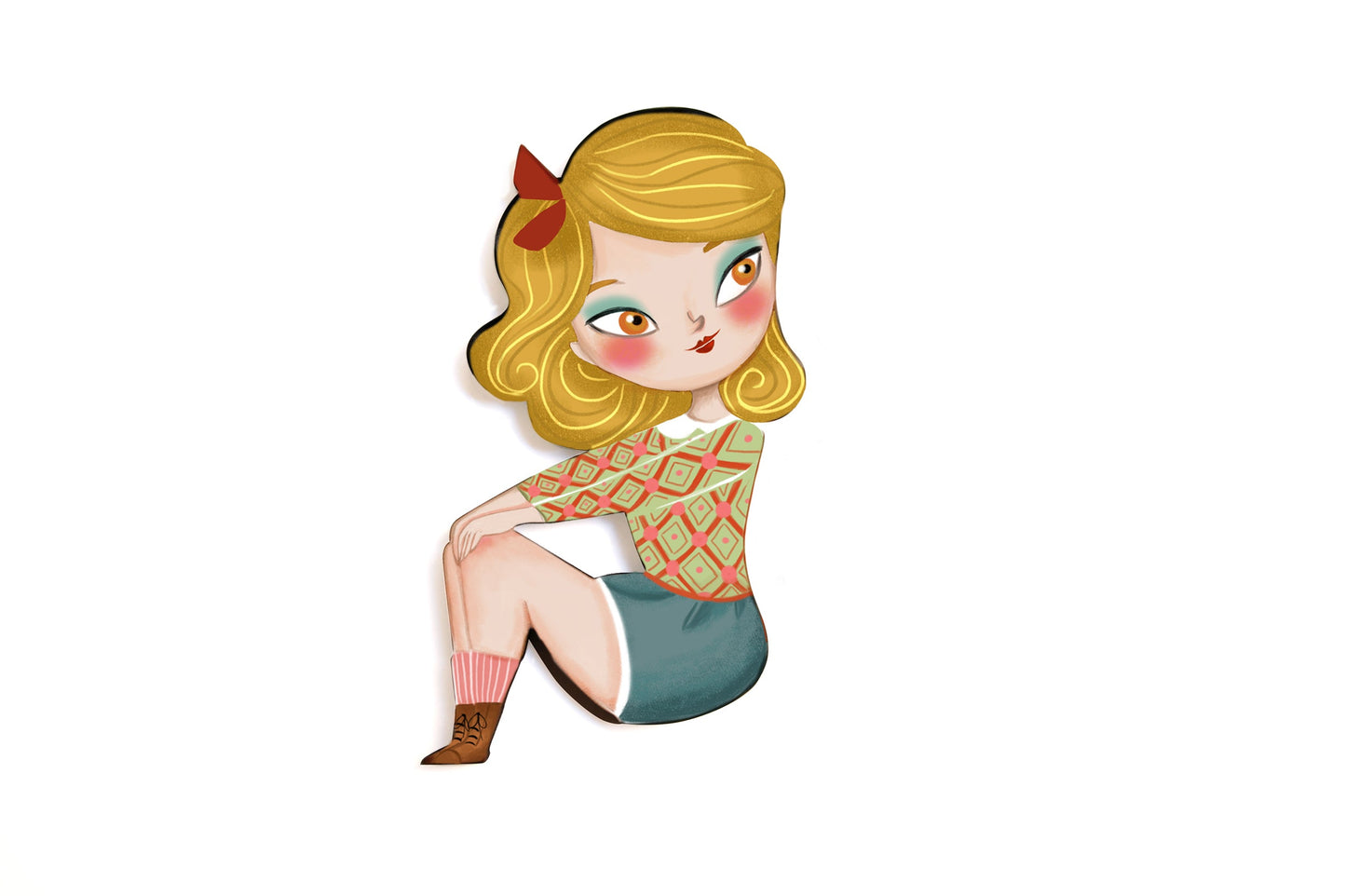 Puzzle with blonde girl brooch by Laliblue