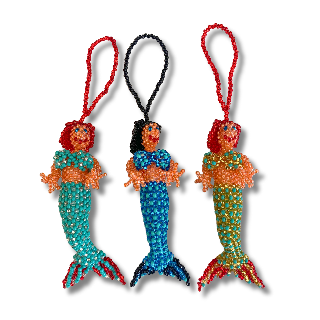 Mermaid Seed Bead Handmade Ornament - Guatemala
