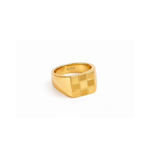 Squares Pattern Stainless Steel Ring