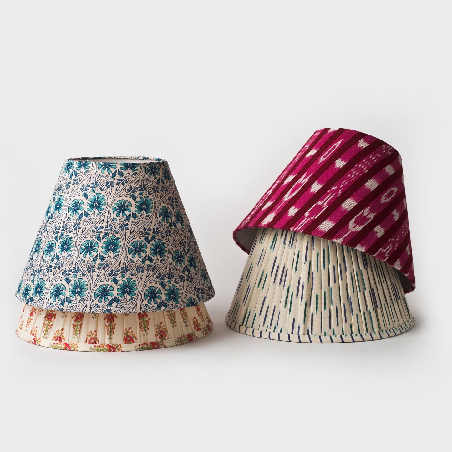 Ikat Blue Pleated Lampshade