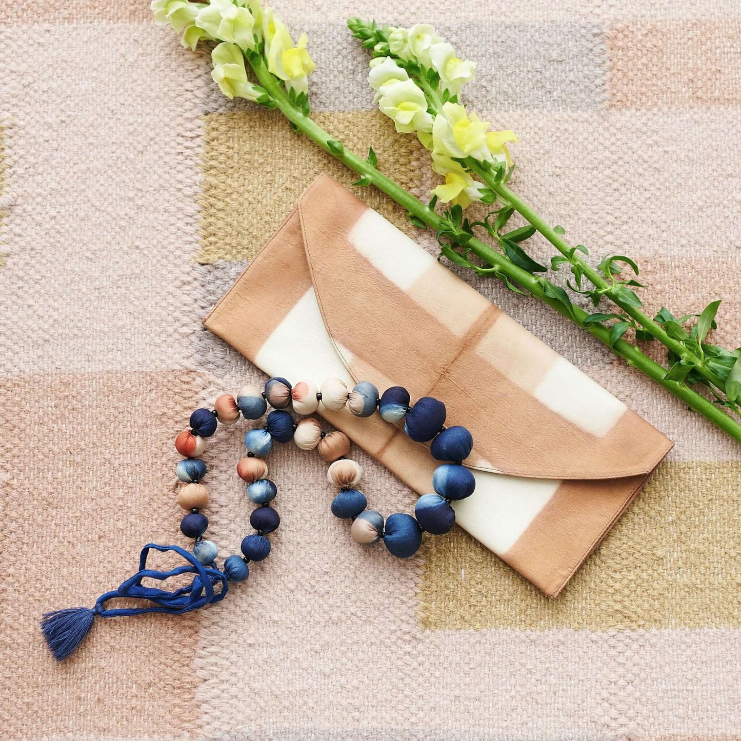 Mihika Silk Beaded Necklace Modern Artisanal— Indigold