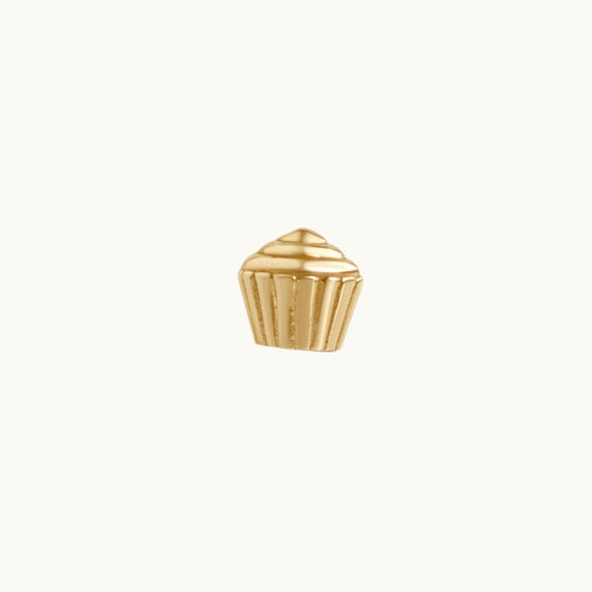14K Yellow Gold Cupcake Stud