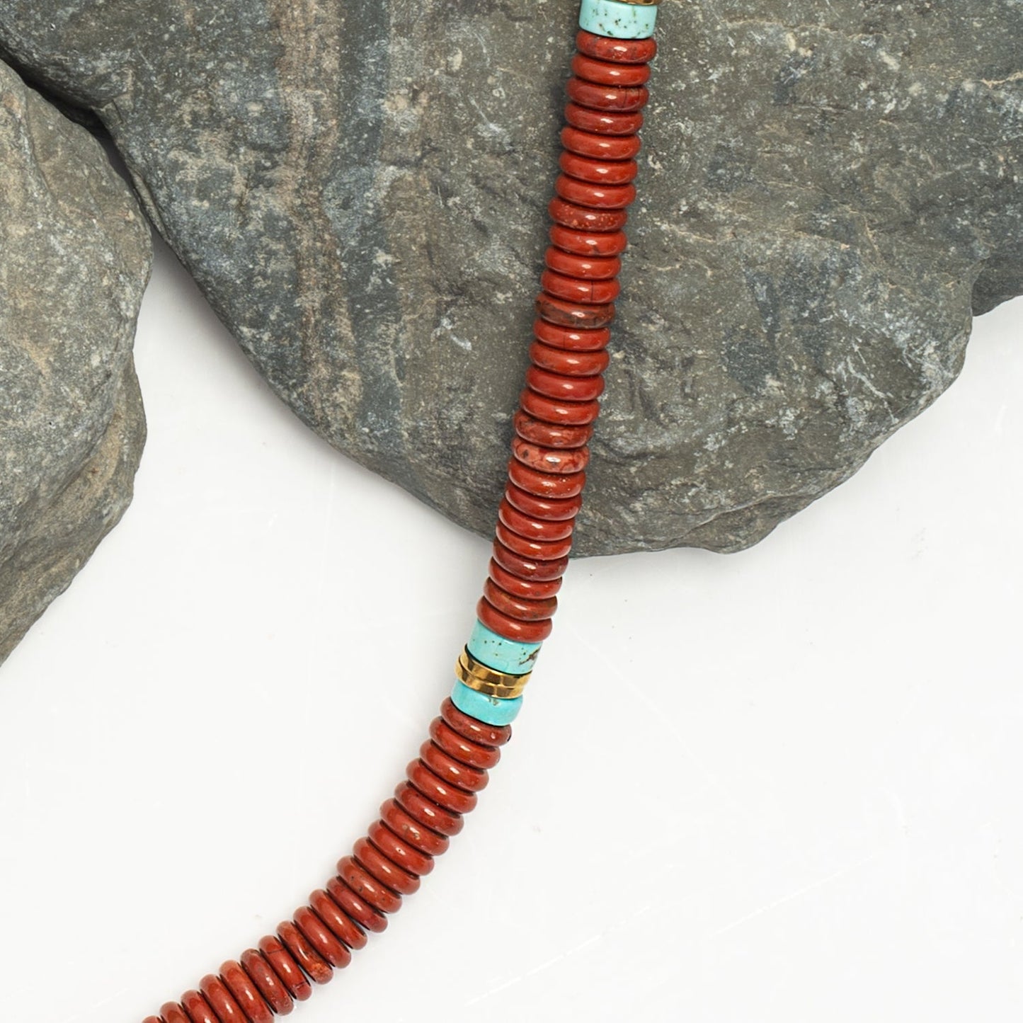 Nomadic Turquoise & Red Jasper Rope Beaded Necklace - Osadia Concept Store