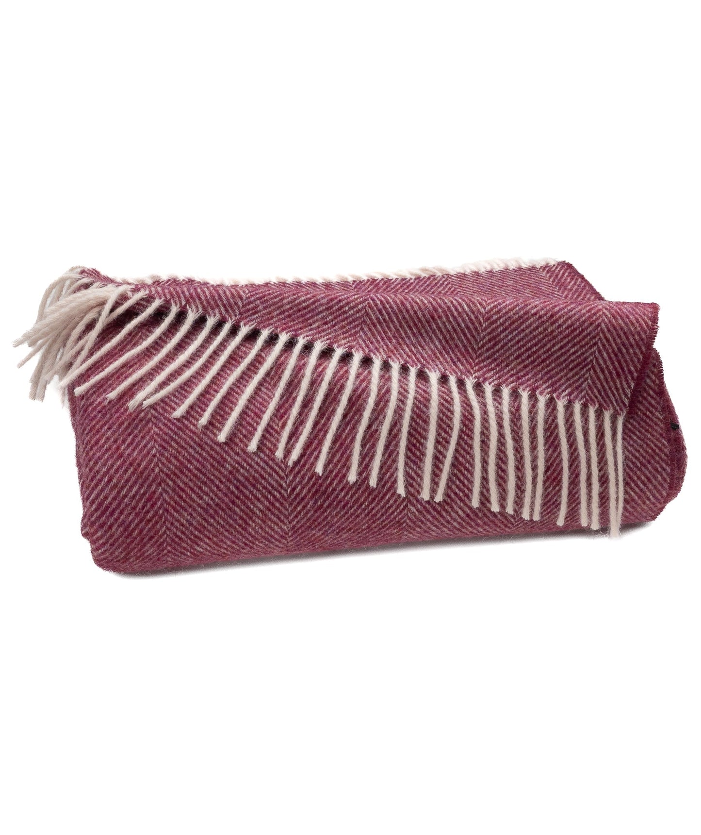 Southampton Home Shetland Lambswool Herringbone Throw – Berry | Woven in England - Osadia Concept Store