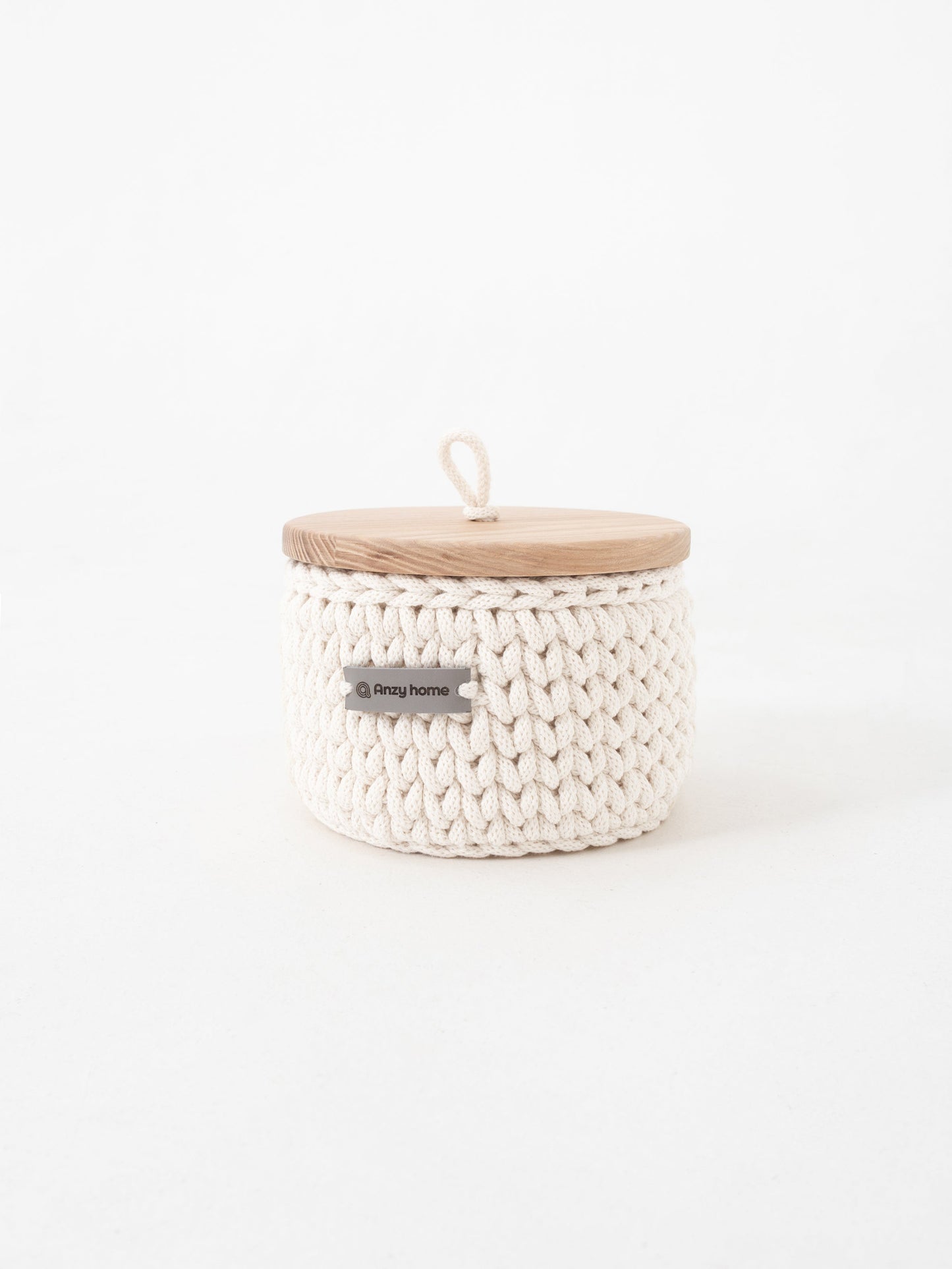 Round Storage Baskets w/ Wooden Lid