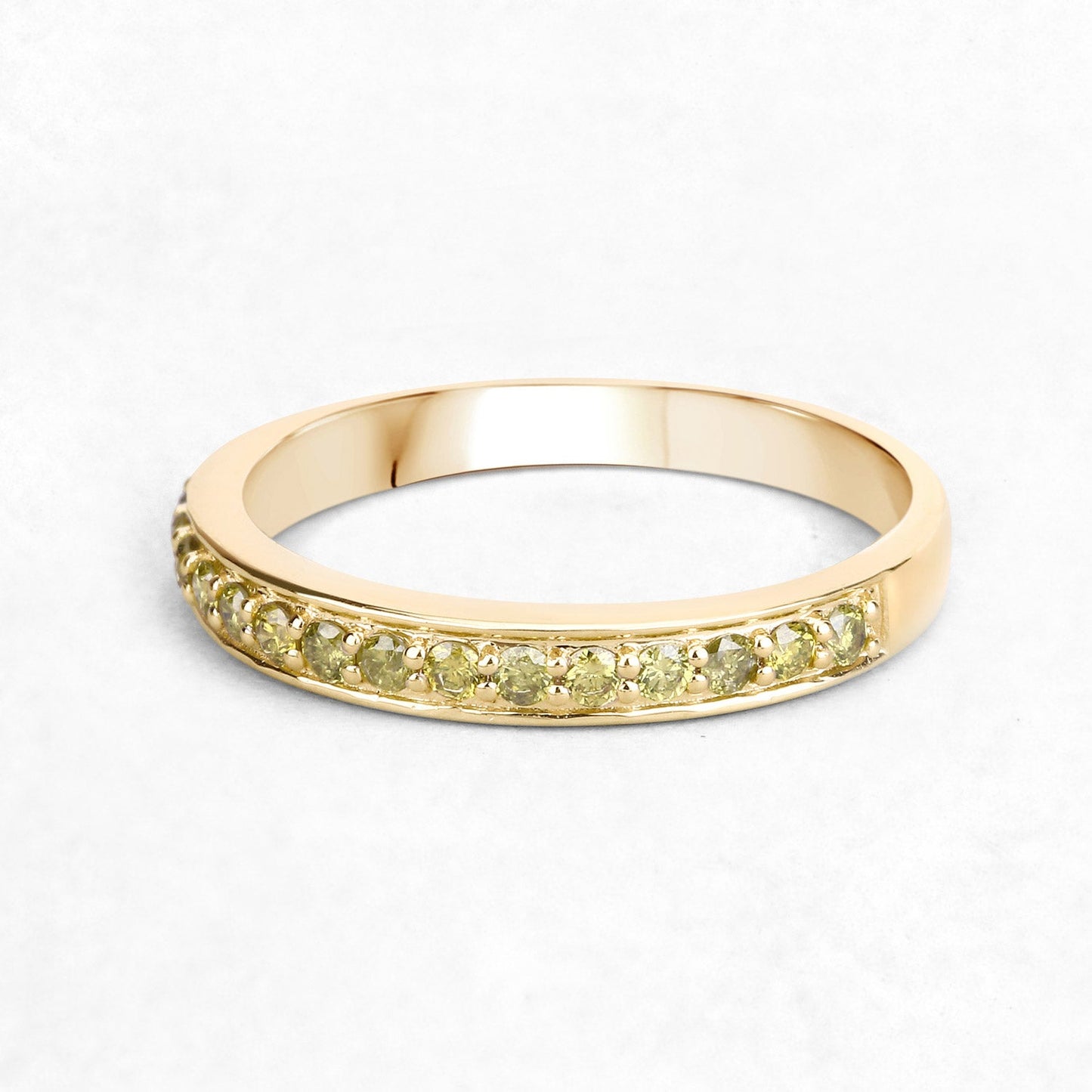 0.32 Carat Genuine Yellow Diamond 14K Yellow Gold Ring (I1-I2)