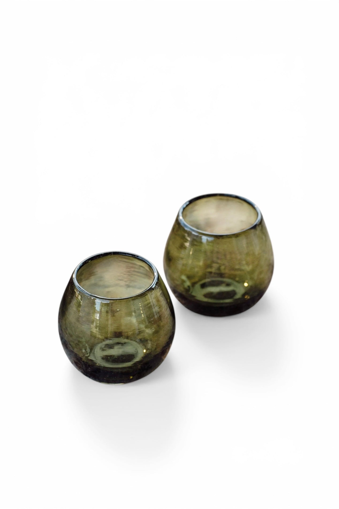Ronde Blown Glass, Olive Green, Set of 2