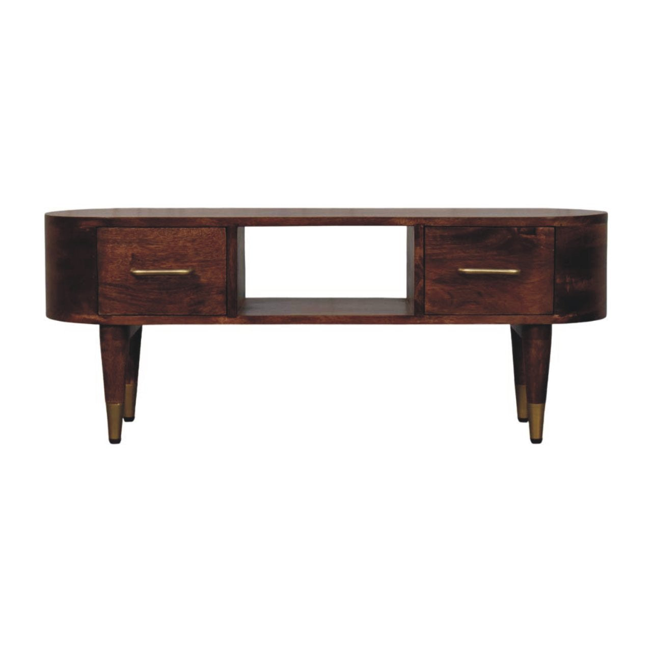 Solid Wood Two-Drawer Open-Slot Media Unit