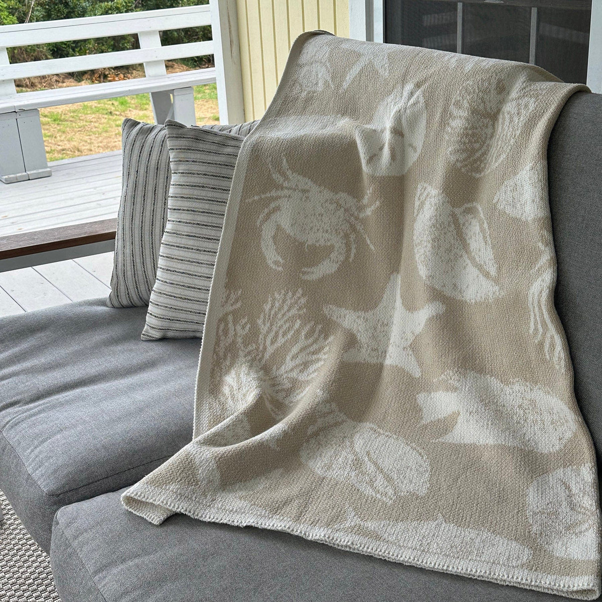 Sea Life - Cotton Sustainable Knit Throw Blanket | Coastal