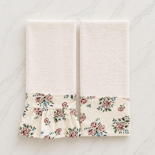 Rose Garden Ruffled Kitchen Towels (Set of 2)