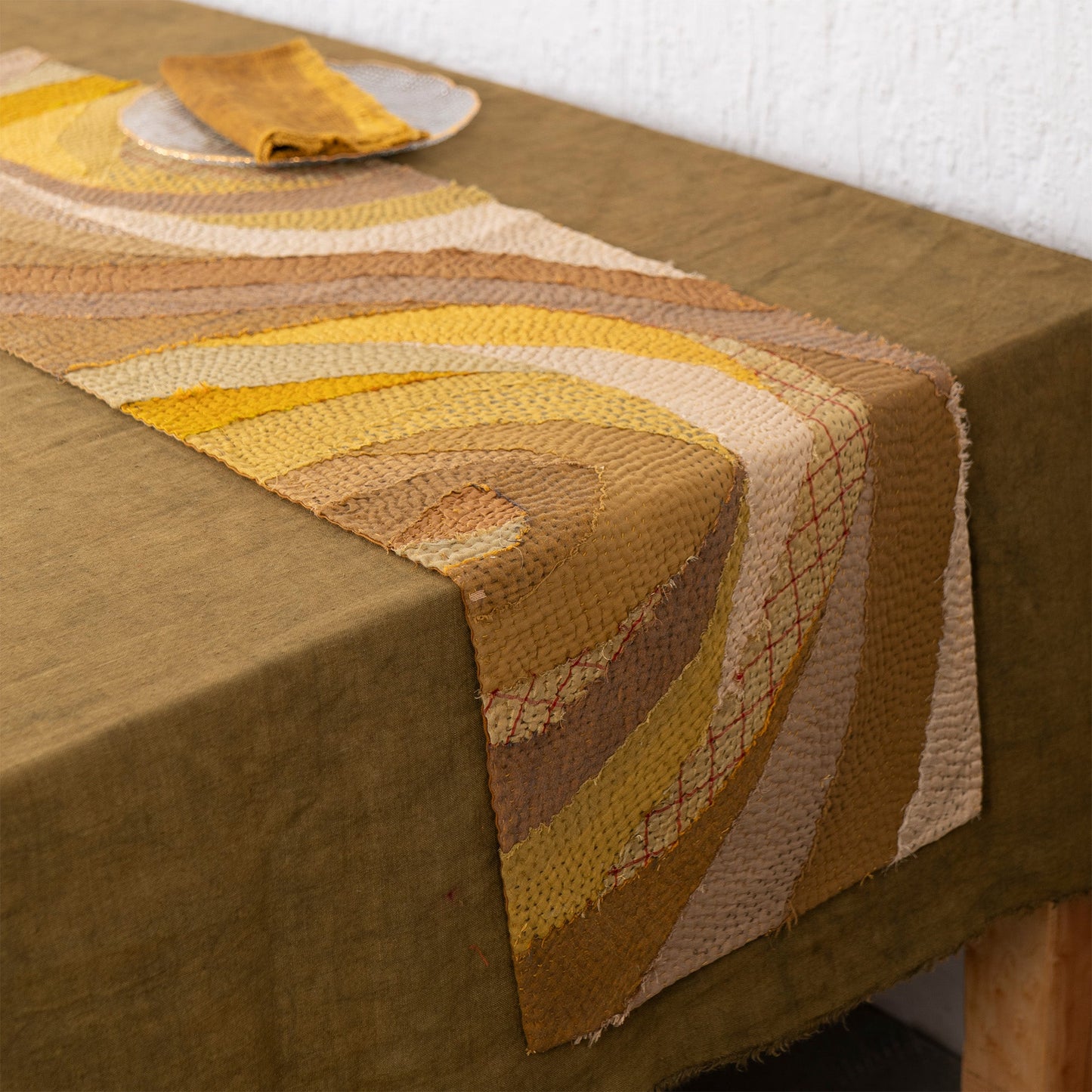 Umber Fray Patch Rose Table Runner