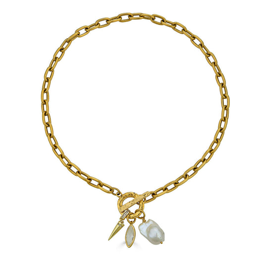 Marquise & Pearl Toggle Necklace