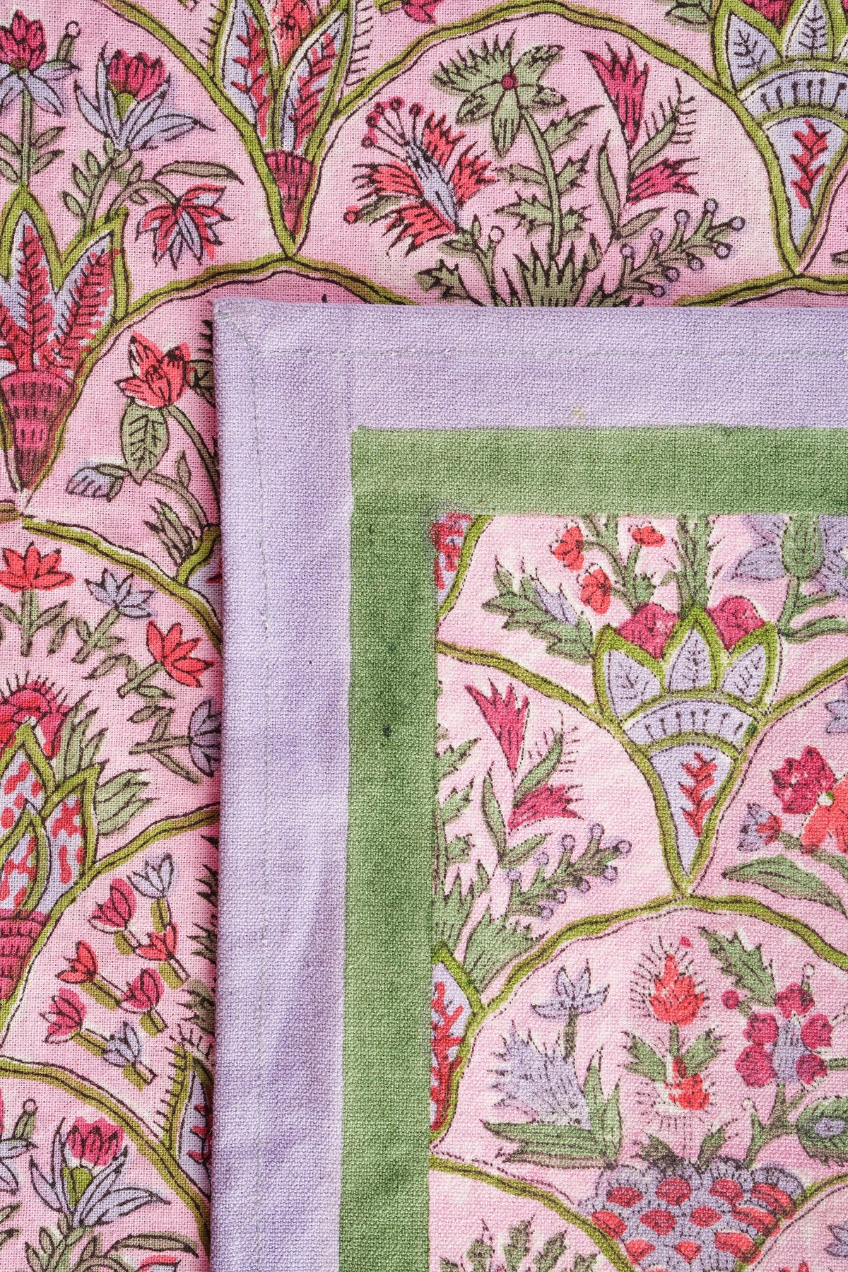 Pink Arch Blockprint Placemat, Set of 2