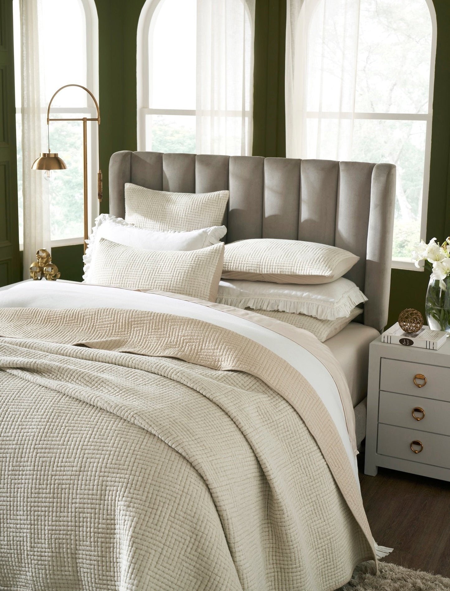 Maze Geometric Linen Coverlet
